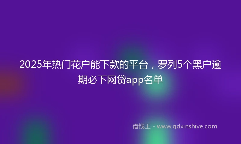 2025年热门花户能下款的平台，罗列5个黑户逾期必下网贷app名单