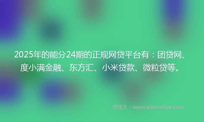 2025年的能分24期的正规网贷平台有：团贷网、度小满金融、东方汇、小米贷款、微粒贷等。