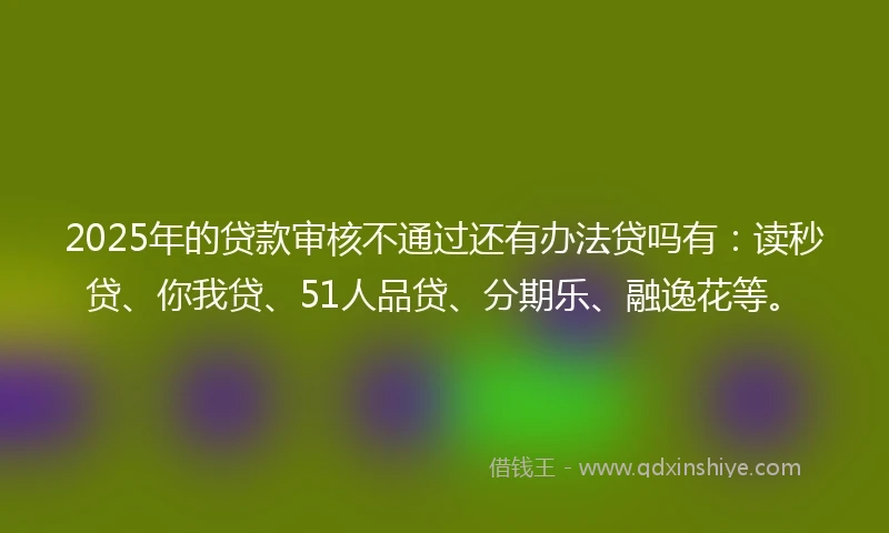 2025年的贷款审核不通过还有办法贷吗有：读秒贷、你我贷、51人品贷、分期乐、融逸花等。