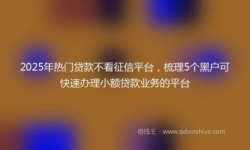 2025年热门贷款不看征信平台，梳理5个黑户可快速办理小额贷款业务的平台