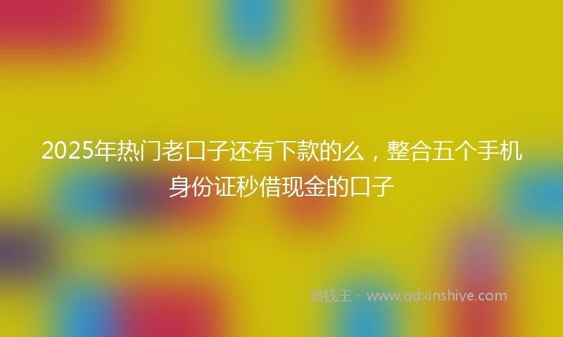 2025年热门老口子还有下款的么，整合五个手机身份证秒借现金的口子