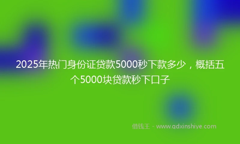2025年热门身份证贷款5000秒下款多少，概括五个5000块贷款秒下口子
