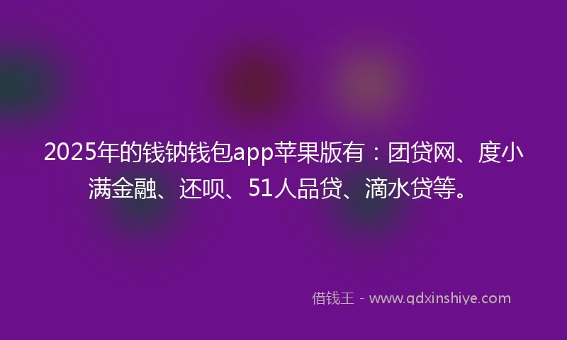 2025年的钱钠钱包app苹果版有：团贷网、度小满金融、还呗、51人品贷、滴水贷等。
