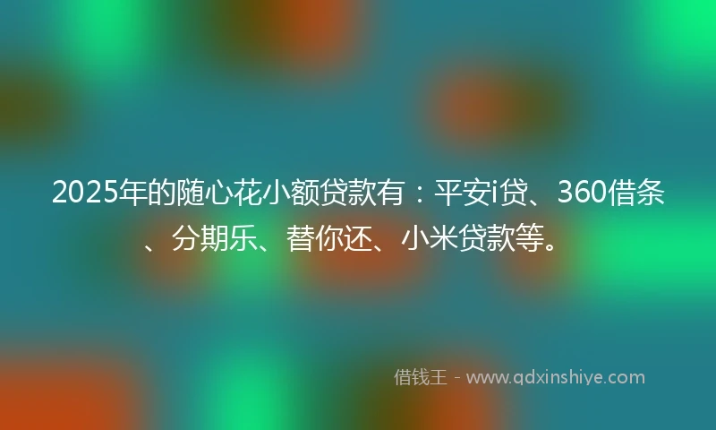 2025年的随心花小额贷款有：平安i贷、360借条、分期乐、替你还、小米贷款等。
