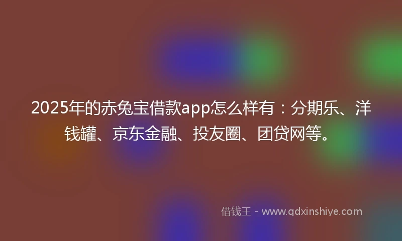 2025年的赤兔宝借款app怎么样有:分期乐、洋钱罐、京东金融、投友圈、团贷网等。