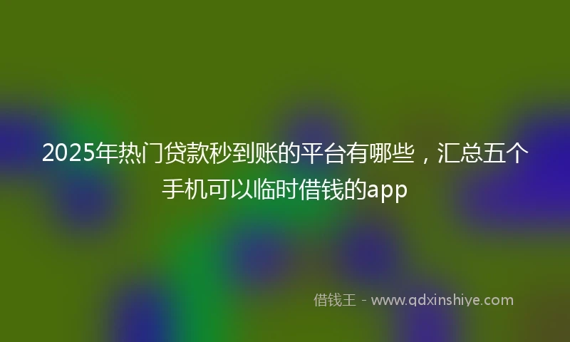 2025年热门贷款秒到账的平台有哪些，汇总五个手机可以临时借钱的app