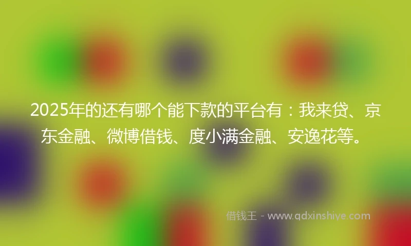 2025年的还有哪个能下款的平台有:我来贷、京东金融、微博借钱、度小满金融、安逸花等。