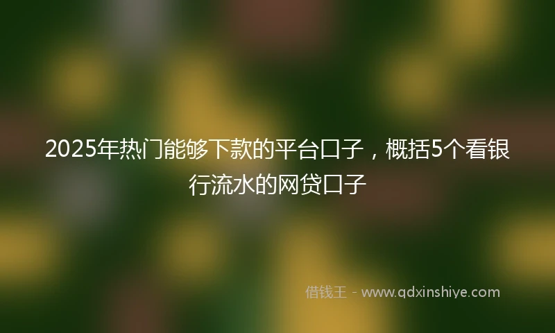 2025年热门能够下款的平台口子，概括5个看银行流水的网贷口子