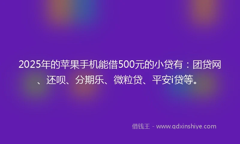 2025年的苹果手机能借500元的小贷有：团贷网、还呗、分期乐、微粒贷、平安i贷等。