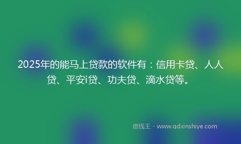 2025年的能马上贷款的软件有：信用卡贷、人人贷、平安i贷、功夫贷、滴水贷等。