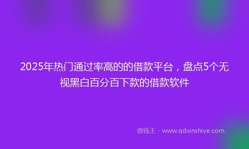 2025年热门通过率高的的借款平台，盘点5个无视黑白百分百下款的借款软件