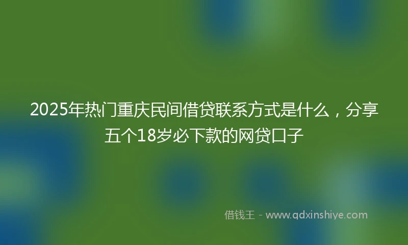 2025年热门重庆民间借贷联系方式是什么，分享五个18岁必下款的网贷口子