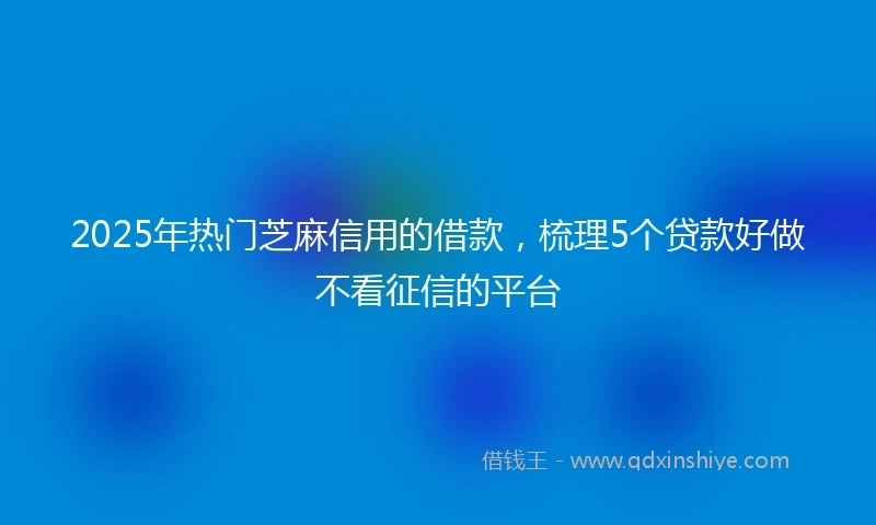 2025年热门芝麻信用的借款，梳理5个贷款好做不看征信的平台