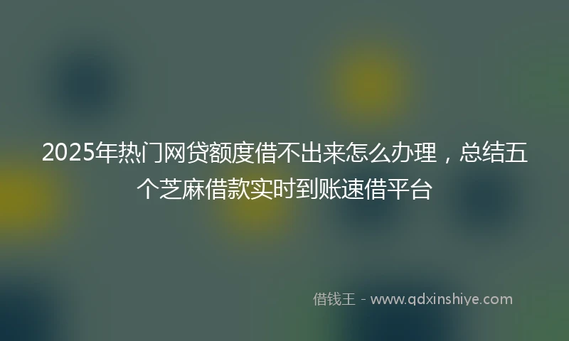 2025年热门网贷额度借不出来怎么办理，总结五个芝麻借款实时到账速借平台