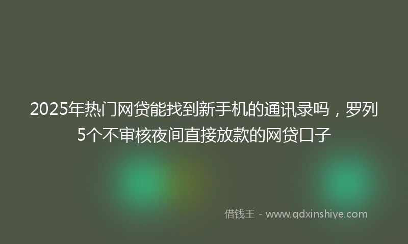 2025年热门网贷能找到新手机的通讯录吗，罗列5个不审核夜间直接放款的网贷口子
