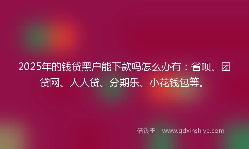 2025年的钱贷黑户能下款吗怎么办有：省呗、团贷网、人人贷、分期乐、小花钱包等。