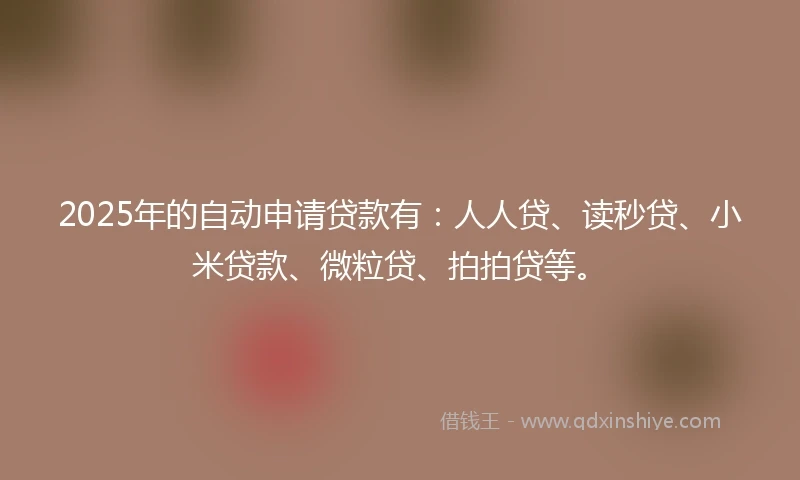 2025年的自动申请贷款有：人人贷、读秒贷、小米贷款、微粒贷、拍拍贷等。