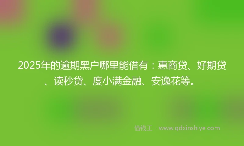 2025年的逾期黑户哪里能借有：惠商贷、好期贷、读秒贷、度小满金融、安逸花等。