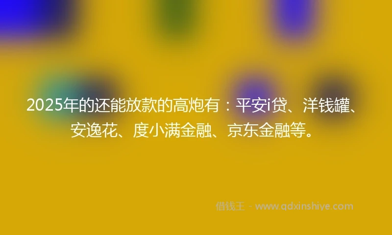 2025年的还能放款的高炮有：平安i贷、洋钱罐、安逸花、度小满金融、京东金融等。