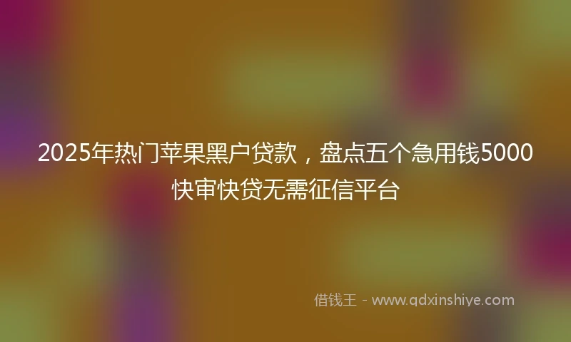 2025年热门苹果黑户贷款，盘点五个急用钱5000快审快贷无需征信平台