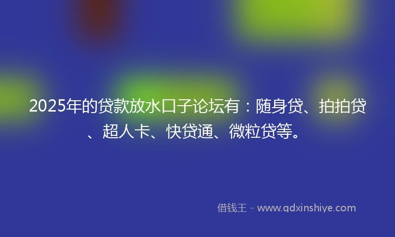 2025年的贷款放水口子论坛有：随身贷、拍拍贷、超人卡、快贷通、微粒贷等。