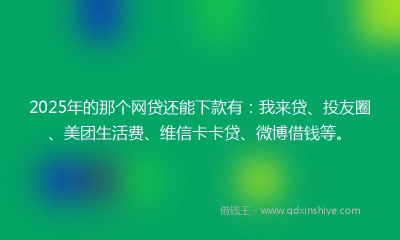 2025年的那个网贷还能下款有：我来贷、投友圈、美团生活费、维信卡卡贷、微博借钱等。