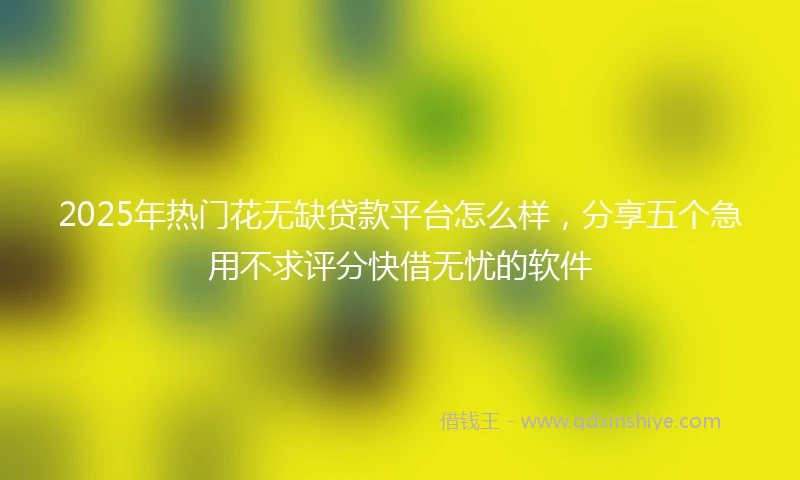 2025年热门花无缺贷款平台怎么样，分享五个急用不求评分快借无忧的软件