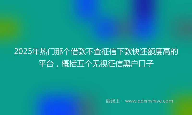 2025年热门那个借款不查征信下款快还额度高的平台,概括五个无视征信黑户口子