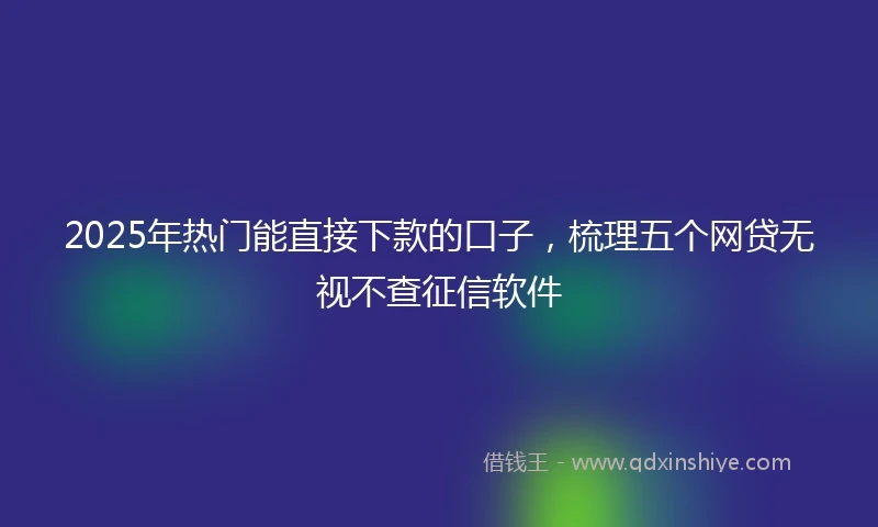 2025年热门能直接下款的口子，梳理五个网贷无视不查征信软件