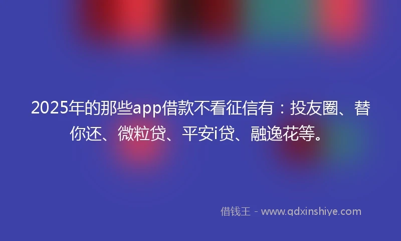 2025年的那些app借款不看征信有：投友圈、替你还、微粒贷、平安i贷、融逸花等。