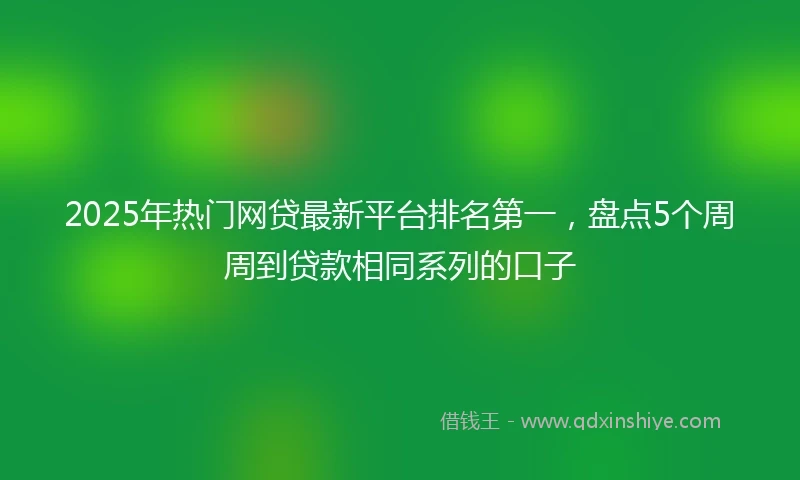 2025年热门网贷最新平台排名第一，盘点5个周周到贷款相同系列的口子