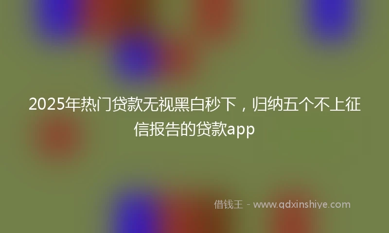 2025年热门贷款无视黑白秒下，归纳五个不上征信报告的贷款app