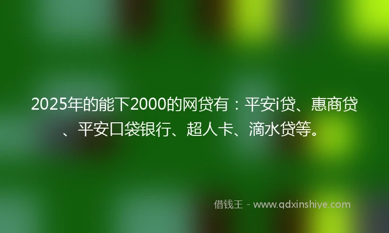 2025年的能下2000的网贷有：平安i贷、惠商贷、平安口袋银行、超人卡、滴水贷等。