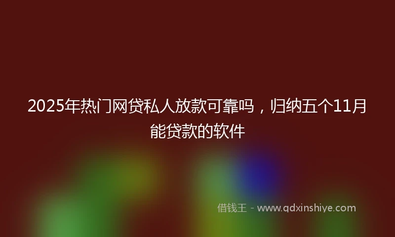 2025年热门网贷私人放款可靠吗，归纳五个11月能贷款的软件