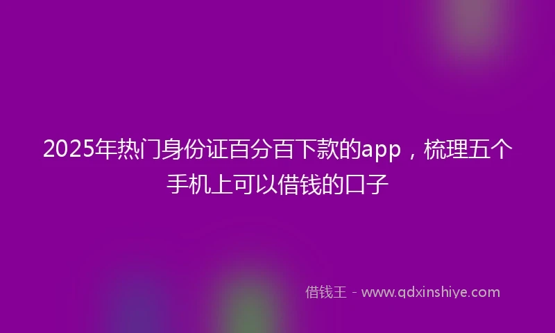 2025年热门身份证百分百下款的app，梳理五个手机上可以借钱的口子