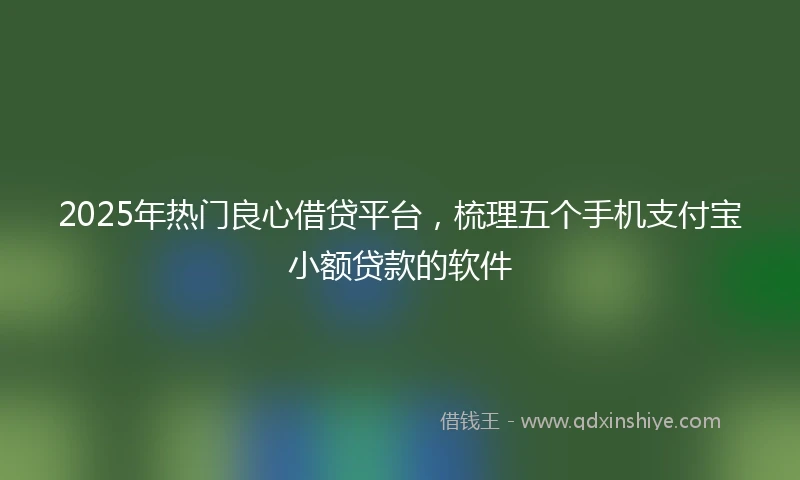 2025年热门良心借贷平台，梳理五个手机支付宝小额贷款的软件