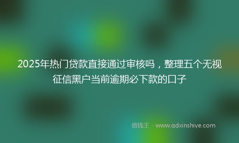 2025年热门贷款直接通过审核吗，整理五个无视征信黑户当前逾期必下款的口子