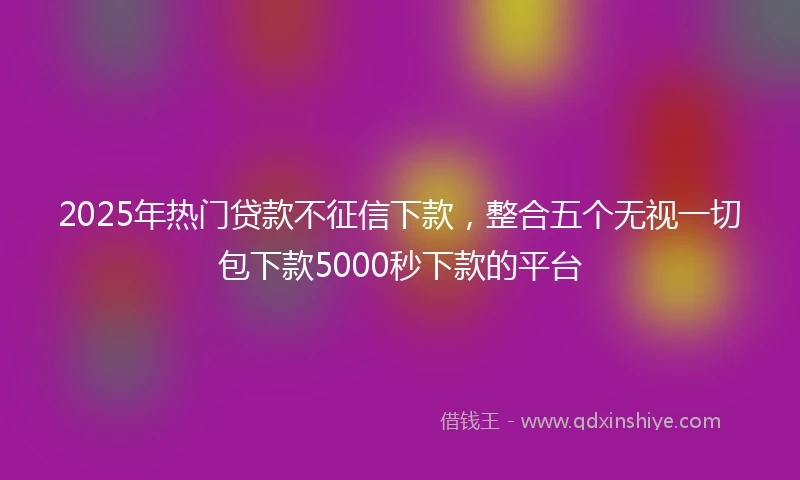 2025年热门贷款不征信下款，整合五个无视一切包下款5000秒下款的平台