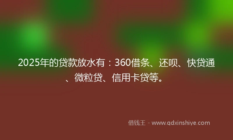 2025年的贷款放水有：360借条、还呗、快贷通、微粒贷、信用卡贷等。