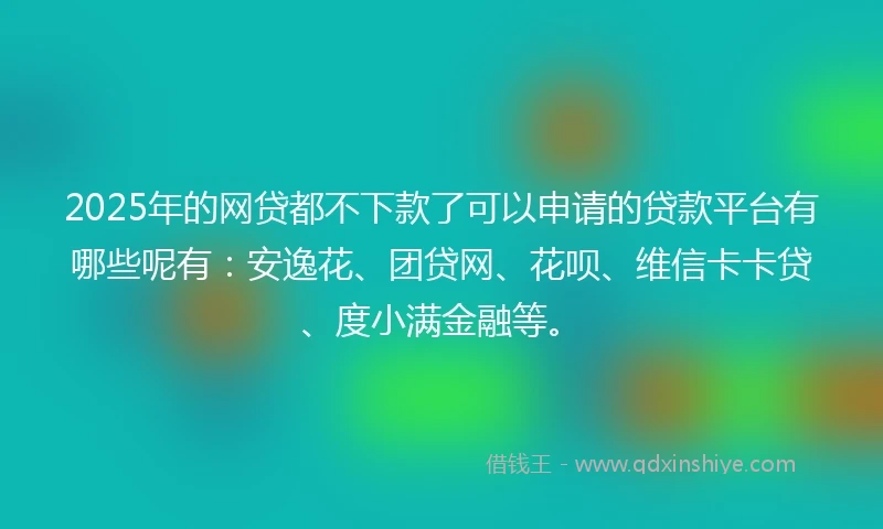 2025年的网贷都不下款了可以申请的贷款平台有哪些呢有：安逸花、团贷网、花呗、维信卡卡贷、度小满金融等。