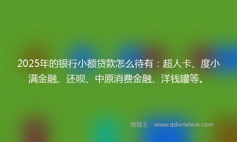 2025年的银行小额贷款怎么待有：超人卡、度小满金融、还呗、中原消费金融、洋钱罐等。