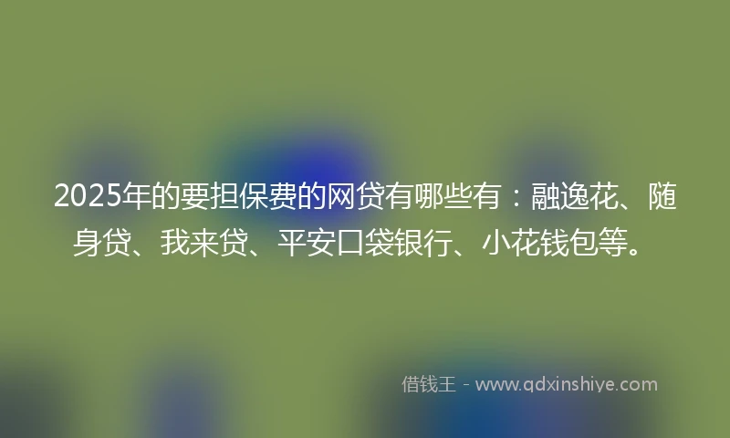 2025年的要担保费的网贷有哪些有：融逸花、随身贷、我来贷、平安口袋银行、小花钱包等。
