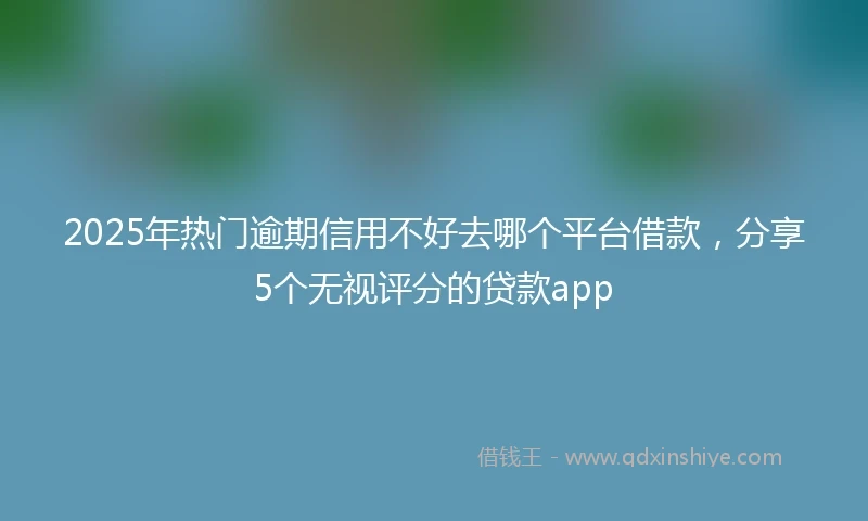 2025年热门逾期信用不好去哪个平台借款，分享5个无视评分的贷款app