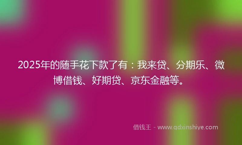 2025年的随手花下款了有：我来贷、分期乐、微博借钱、好期贷、京东金融等。