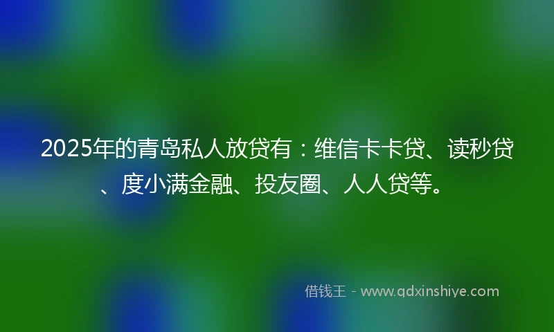 2025年的青岛私人放贷有：维信卡卡贷、读秒贷、度小满金融、投友圈、人人贷等。