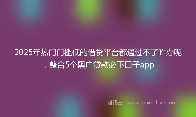 2025年热门门槛低的借贷平台都通过不了咋办呢，整合5个黑户贷款必下口子app