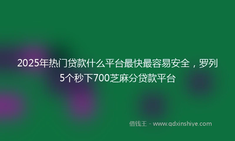 2025年热门贷款什么平台最快最容易安全，罗列5个秒下700芝麻分贷款平台