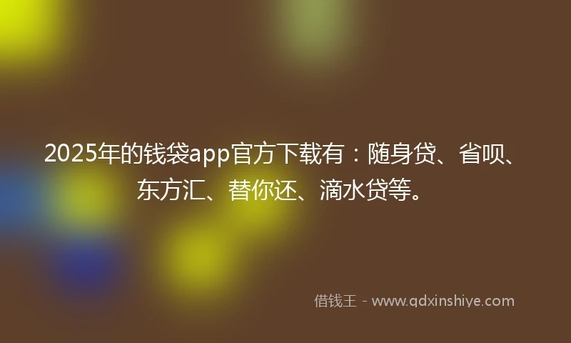 2025年的钱袋app官方下载有：随身贷、省呗、东方汇、替你还、滴水贷等。