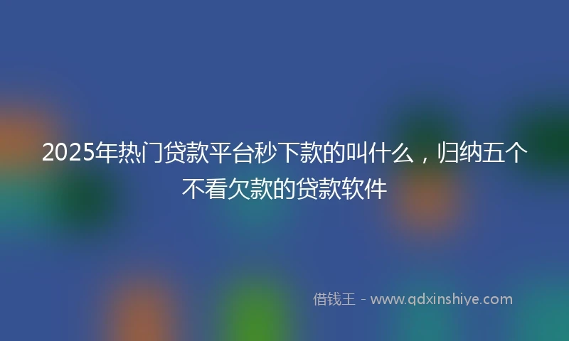 2025年热门贷款平台秒下款的叫什么，归纳五个不看欠款的贷款软件