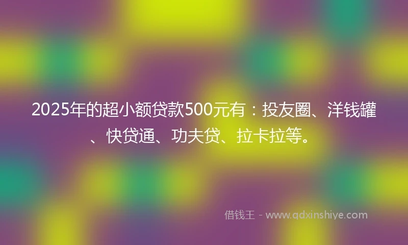 2025年的超小额贷款500元有：投友圈、洋钱罐、快贷通、功夫贷、拉卡拉等。